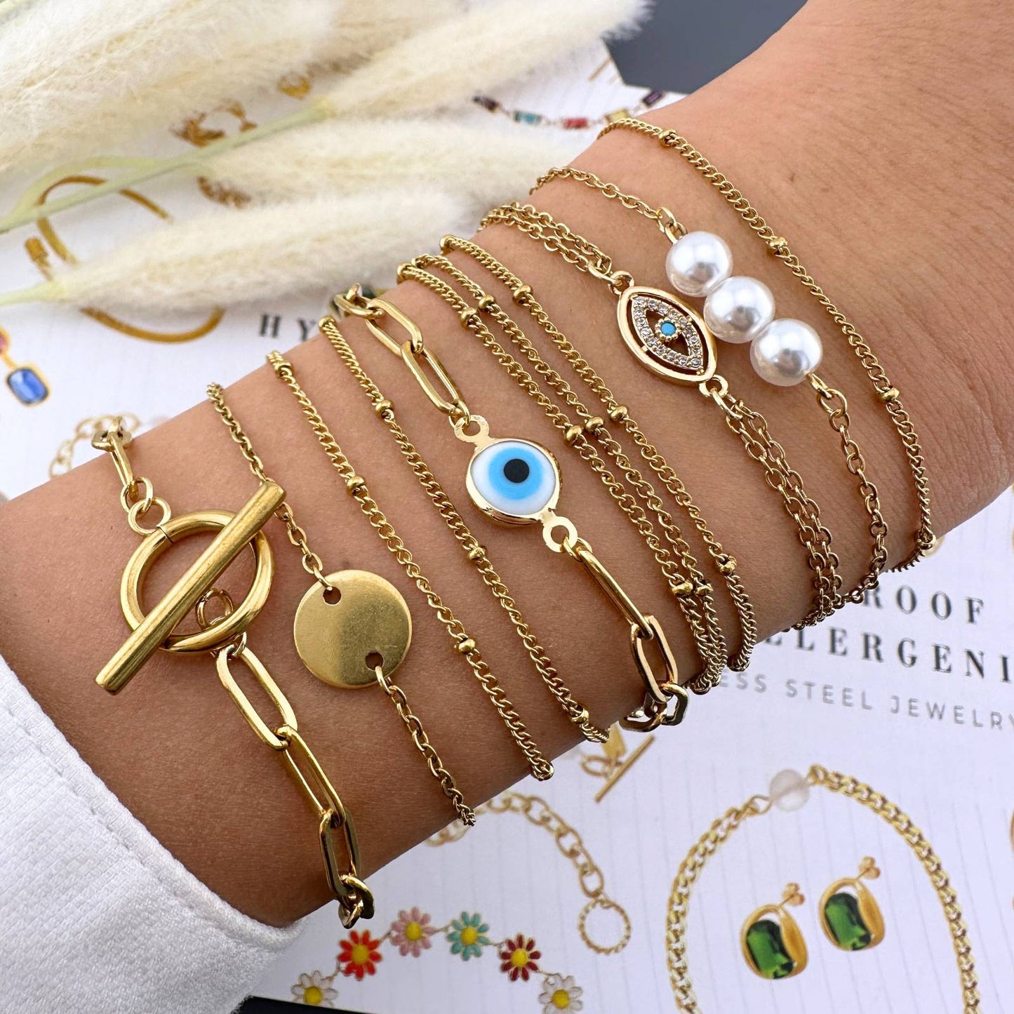 Pulsera ojo doble cadena